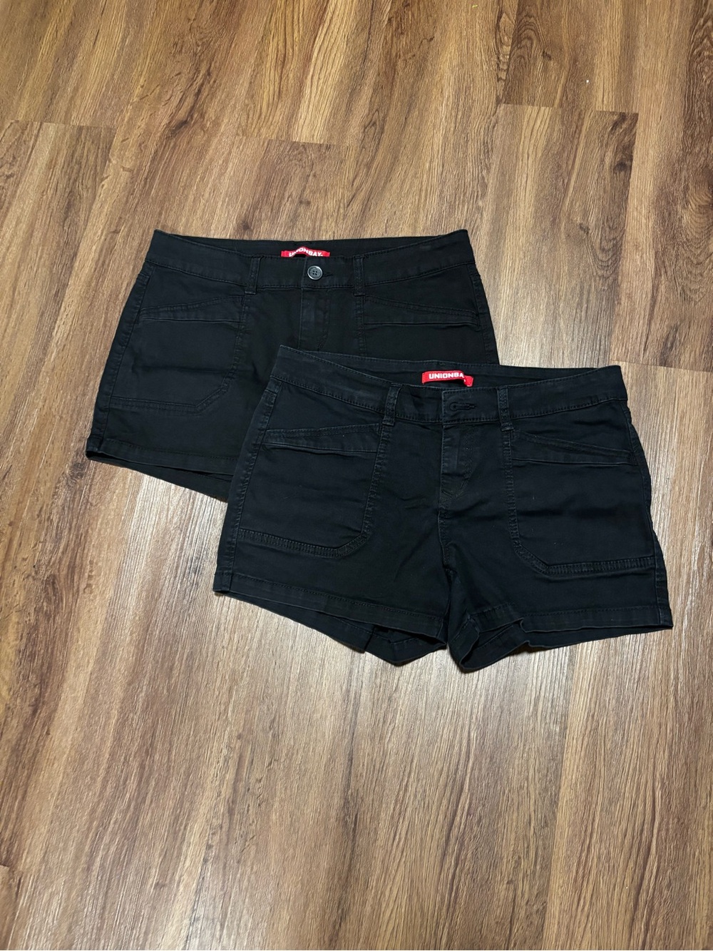 UNIONBAY Black Womens Denim Short Shorts - Casual Front Pocket Style